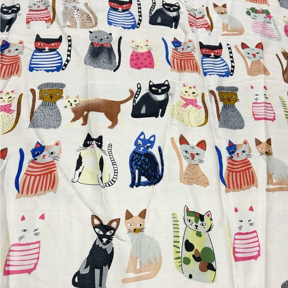 CAT Scarf Silk & Viscose Colorful Whimsical Playful Kitty Fashion Accessory - Picture 3 of 7